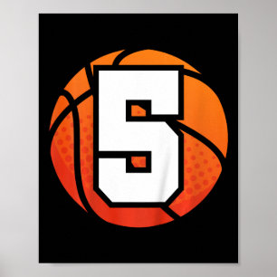 Póster Niños Baloncesto Cumpleaños 5 Número Cinco Años B