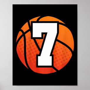 Póster Niños Baloncesto Cumpleaños 7 Número Siete Años