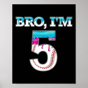 Póster Niños Beisbol Drip Bro De Béisbol De 5 Años De Eda