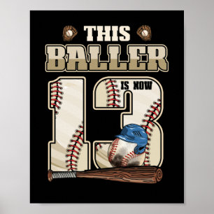 Póster Niños Béisbol Niño De 13 Años De Trece Años