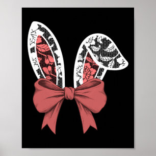 Póster Niños Blancos Lace Bow Rabbit Ears Easter Bunny Bo