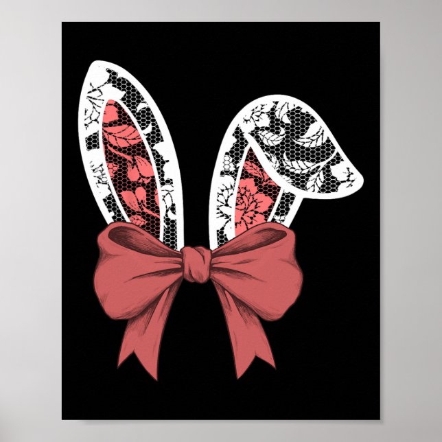 Póster Niños Blancos Lace Bow Rabbit Ears Easter Bunny Bo (Frente)