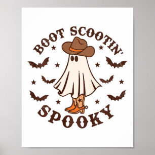 Póster Niños Boot Scootin Spooky Western Halloween Retro 