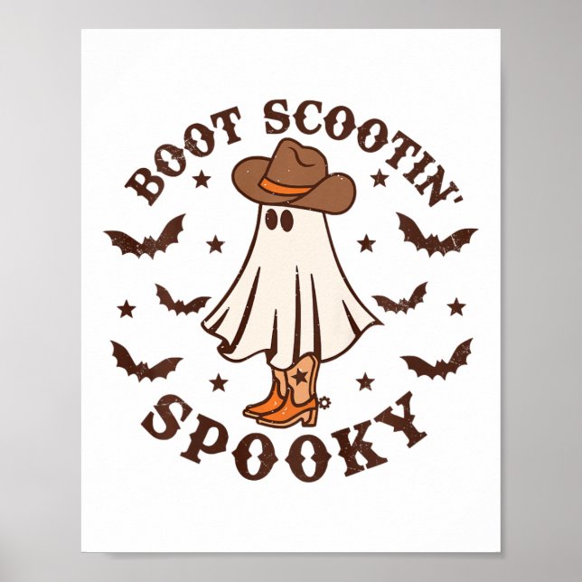Póster Niños Boot Scootin Spooky Western Halloween Retro  (Frente)