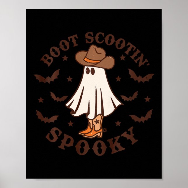 Póster Niños Boot Scootin Spooky Western Halloween Retro  (Frente)