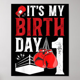 Póster Niños Boxeador de 1 año de edad Boxer Boxer Bday