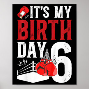 Póster Niños Boxeador de 6 años de edad Boxer Bday