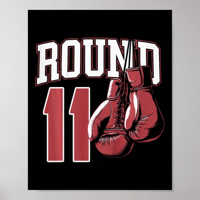 Póster Niños Boxer de 11 años Fiesta de cumpleaños 11º Bo (Frente)