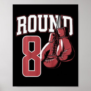 Póster Niños Boxer de 8 años Fiesta de cumpleaños Boxi