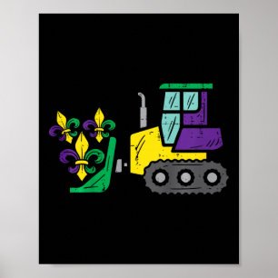 Póster Niños Bulldozer Mardi Gras Cute Niños Pequeños Niñ