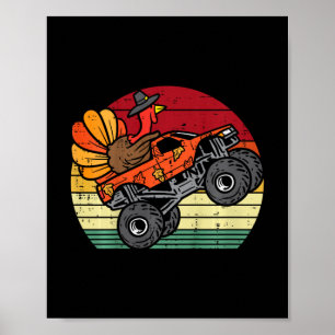 Póster niños camión monstruo turquía atardecer retro than