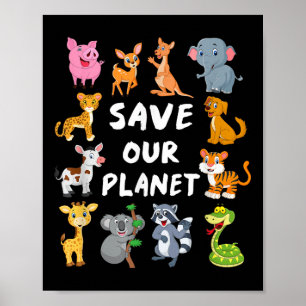 Póster Niños Camisas Medioambientales Con Animales Cubier