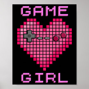 Póster Niños Chica de videojuegos Retro Gaming Pixel Hear