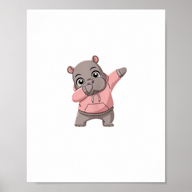 Póster Niños Chicas de Hippo Cute Pygmy (Frente)