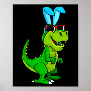 Póster Niños Chicas de T Rex Easter Bunny Dinosaur Lover