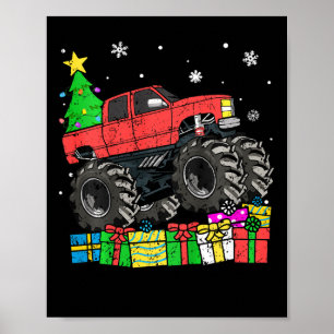 Póster Niños Chico Camión Monstruo Navidad Niños Feliz Na