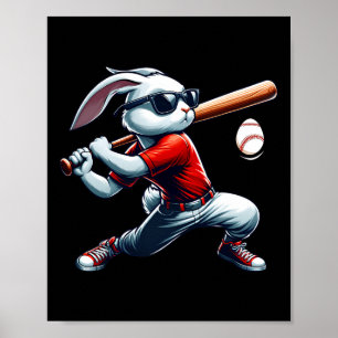 Póster Niños chicos felices conejo de Pascua jugando al b