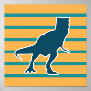 Póster Niños coloridos personalizados de dinosaurios T-re