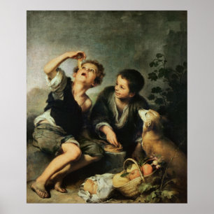Póster Niños comiendo un pie, 1670-75