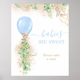 Póster Niños con brillo globos de eucalipto Bebés son dul