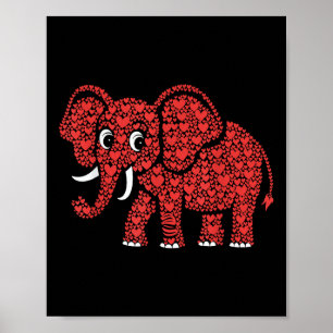 Póster Niños con corazón de elefante lindo hombres mujere