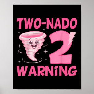 Póster Niños con dos nados de advertencia 2 cumpleaños Ro