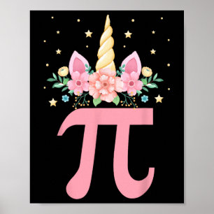 Póster Niños con flores de Unicornio en el Día de la Pi