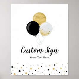 Póster Niños con globos de oro y negro Personalizado Fies