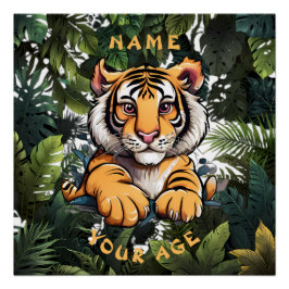 Póster Niños con león de bebé lindo