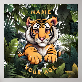 Póster Niños con león de bebé lindo