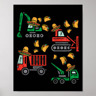 Póster Niños Construcción Camión Buldozer Cinco De Mayo K
