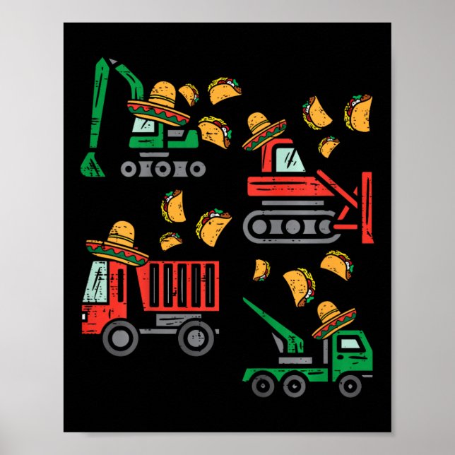 Póster Niños Construcción Camión Buldozer Cinco De Mayo K (Frente)