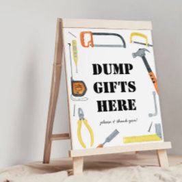 Póster Niños Construcción Dump Regalos Aquí Rótulo
