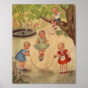 Póster Niños cortos en playImpresión de lienzo envuelto e