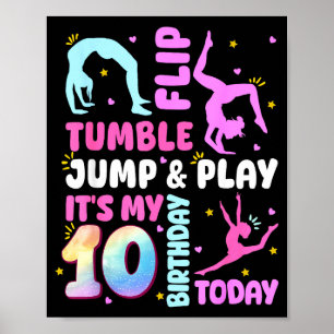 Póster Niños Cumpleaños 10 Años Gimnasta 10º Gimnasia Cum