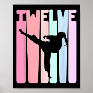 Póster Niños cumpleaños 12 Taekwondo Retro Karate Chicas