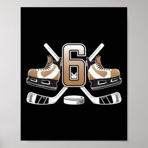 Póster Niños Cumpleaños 6 Hockey sobre Hielo Niño Seis Añ