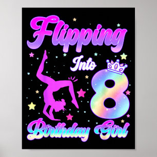 Póster Niños cumpleaños 8 gimnasia niña 8 años