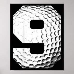 Póster Niños cumpleaños 9 niño golfista golf 9 años