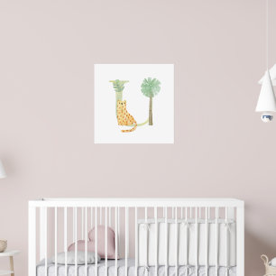 Póster Niños Cute Animal CHEETAH Monograma U Nursera