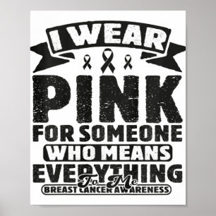 Póster Niños Cute Cinta Rosa Familia Cáncer de Mama Aware