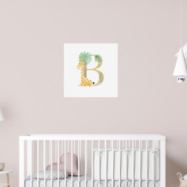 Póster Niños Cute Girafa Animal Monograma B Nursera