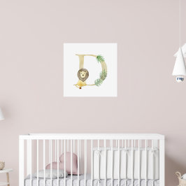 Póster Niños Cute León Animal Monograma D Nursera