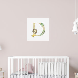 Póster Niños Cute León Animal Monograma D Nursera