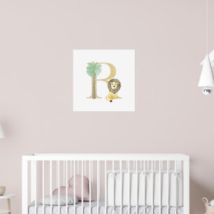 Póster Niños Cute LION Animal Monograma R Nursera