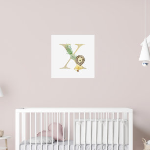 Póster Niños Cute LION Animal Monograma X Nursera