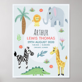 Póster Niños Cute Safari Animales Estaciones de Nacimient