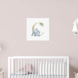 Póster Niños Cutos Elefante Animal Monograma C Nursera
