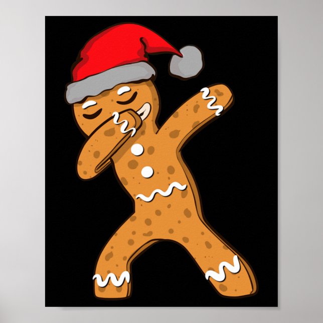 Póster Niños Dabbing Dab Gingerbread Hombre Xmas Chicas N (Frente)