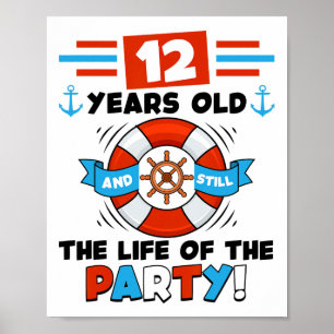 Póster Niños de 12 años cumpleaños número 12 fiesta en cr